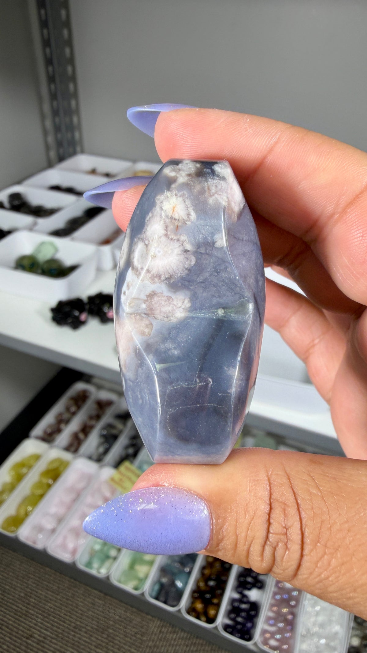 Gorgeous Blue Flower Agate Heart | Opt 33