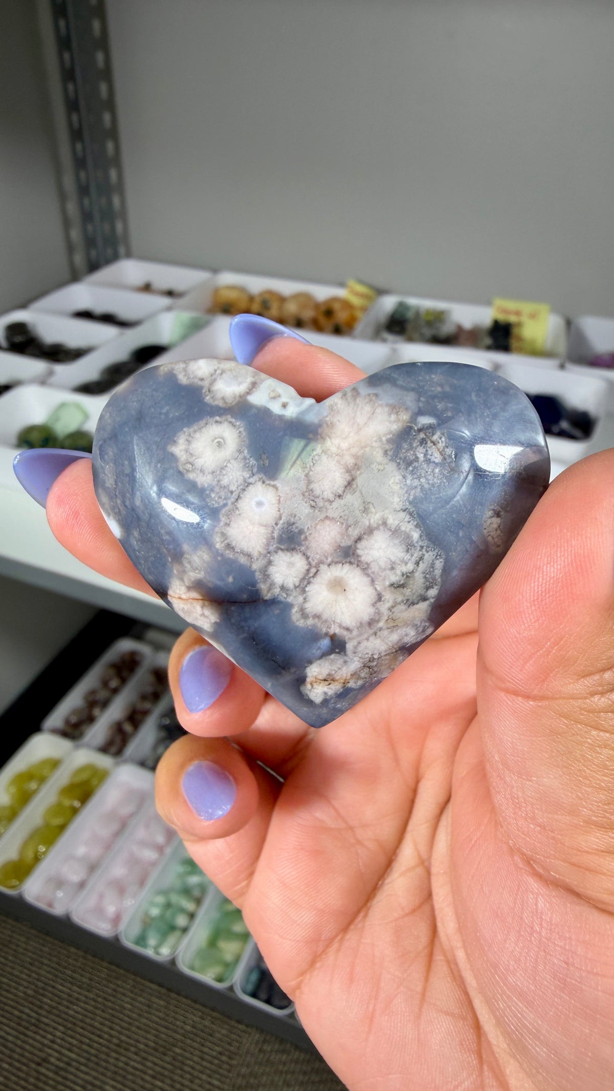 Gorgeous Blue Flower Agate Heart | Opt 33