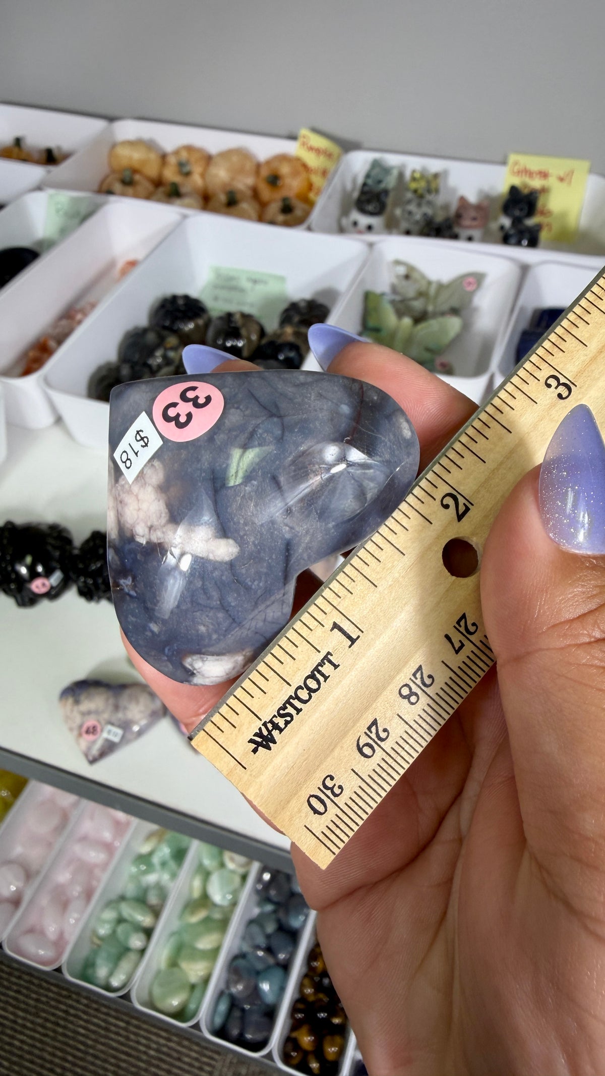 Gorgeous Blue Flower Agate Heart | Opt 33