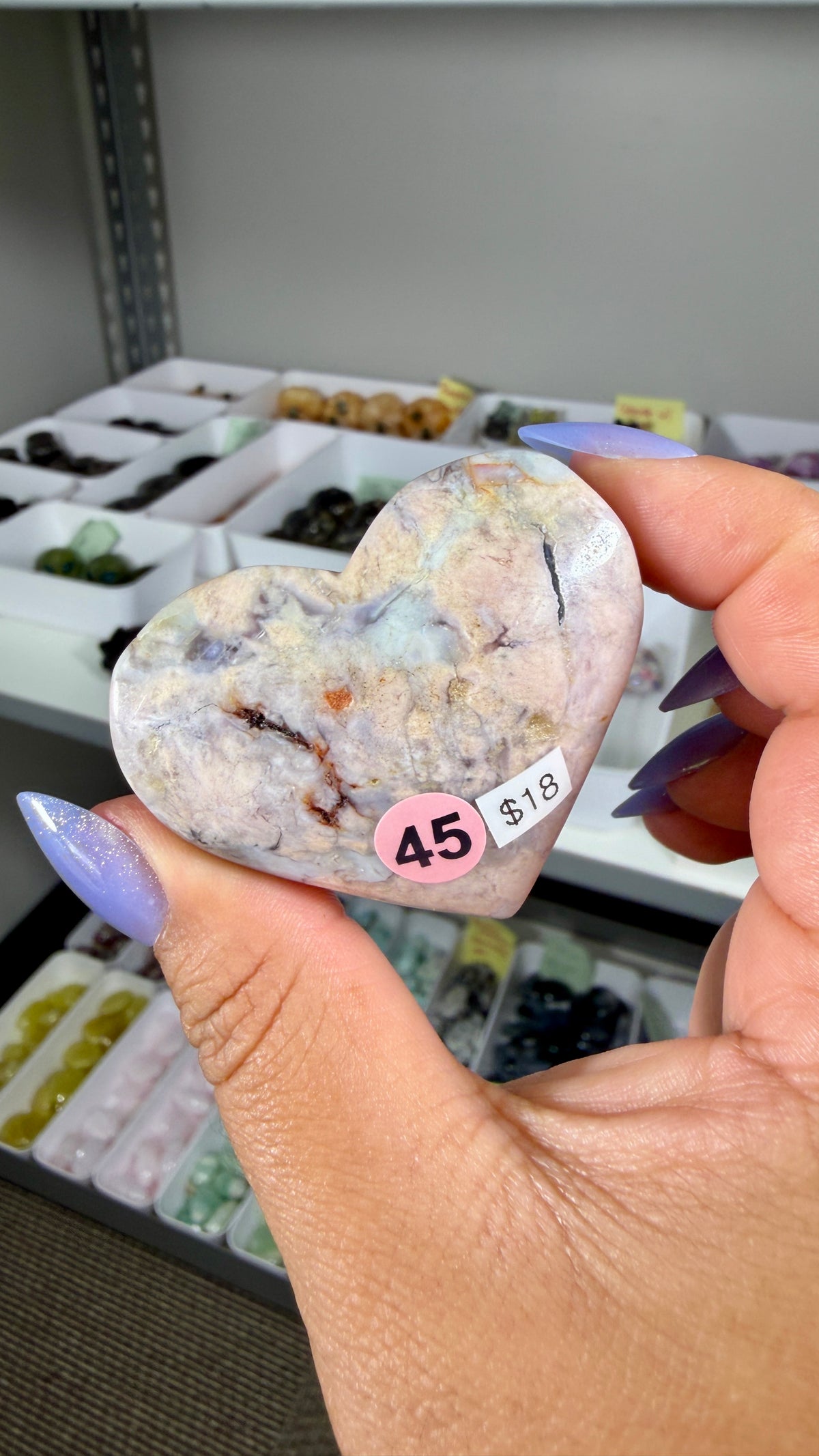 Gorgeous Blue Flower Agate Heart | Opt 45