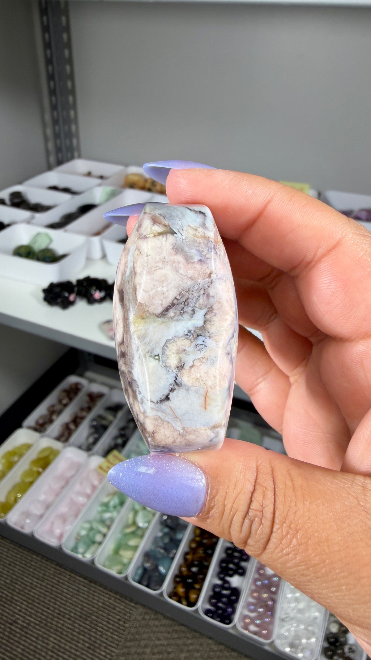 Gorgeous Blue Flower Agate Heart | Opt 45