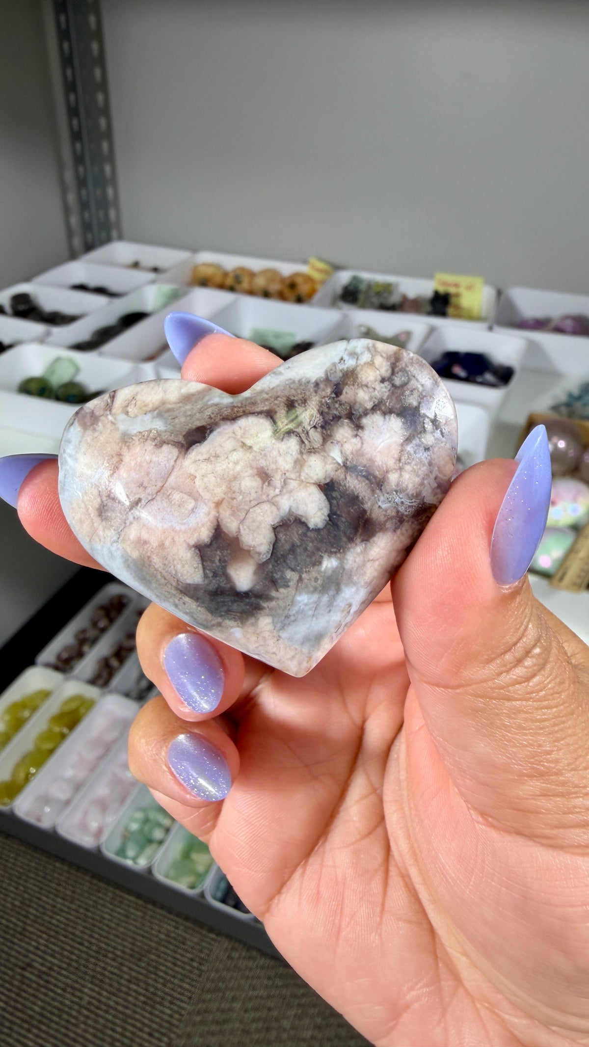 Gorgeous Blue Flower Agate Heart | Opt 45