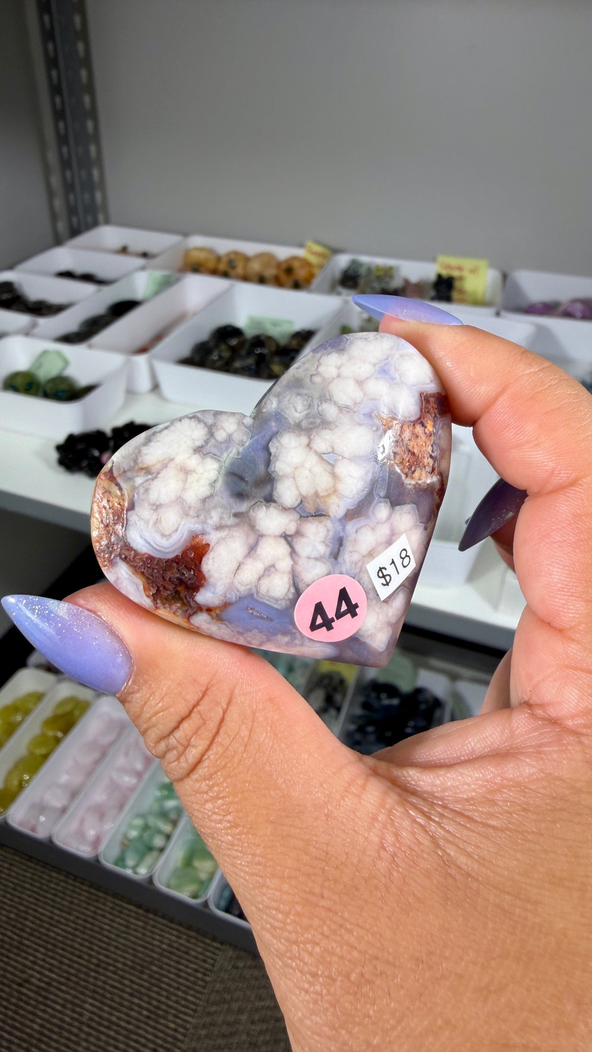 Gorgeous Blue Flower Agate Heart | Opt 44