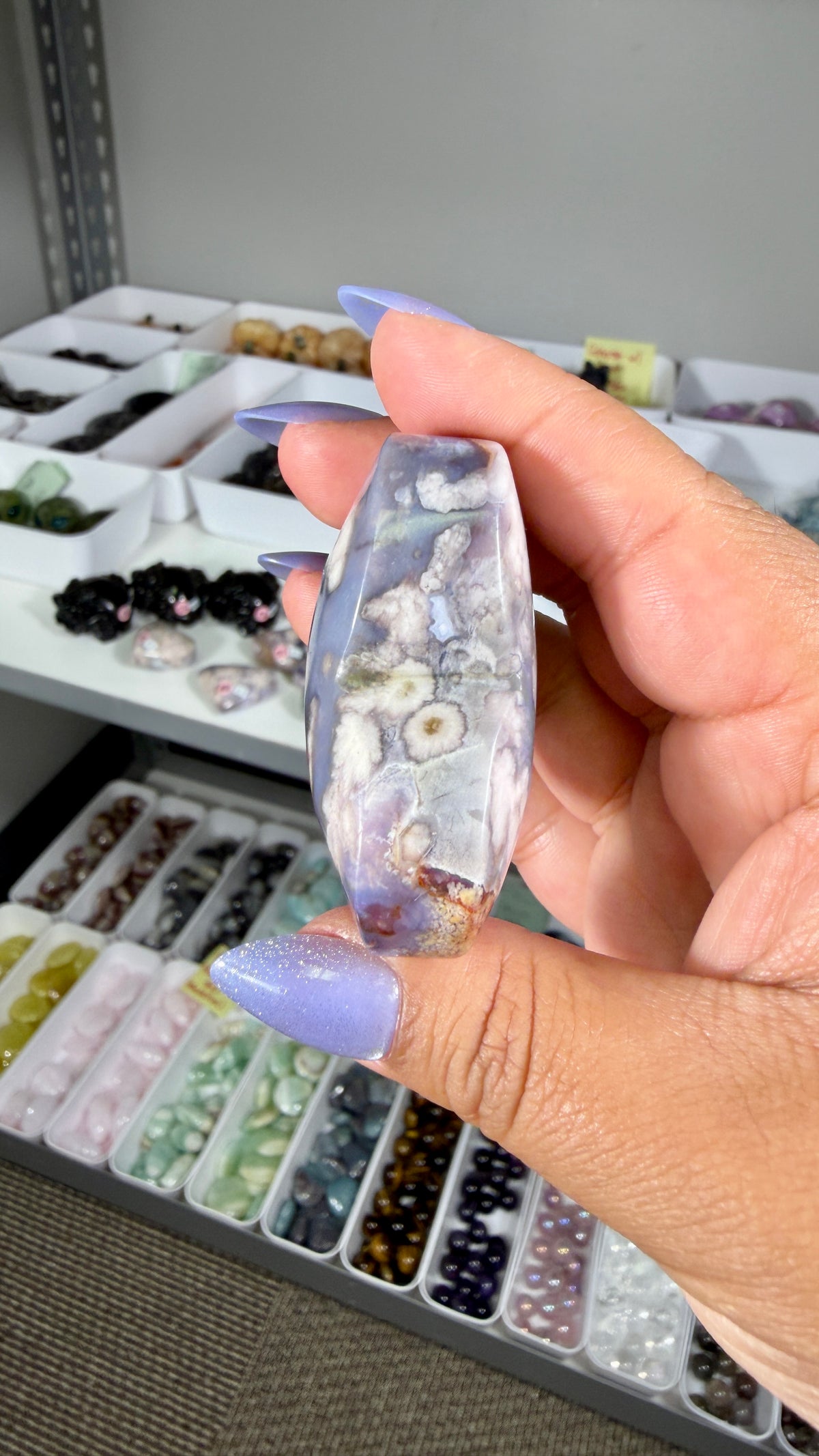 Gorgeous Blue Flower Agate Heart | Opt 44