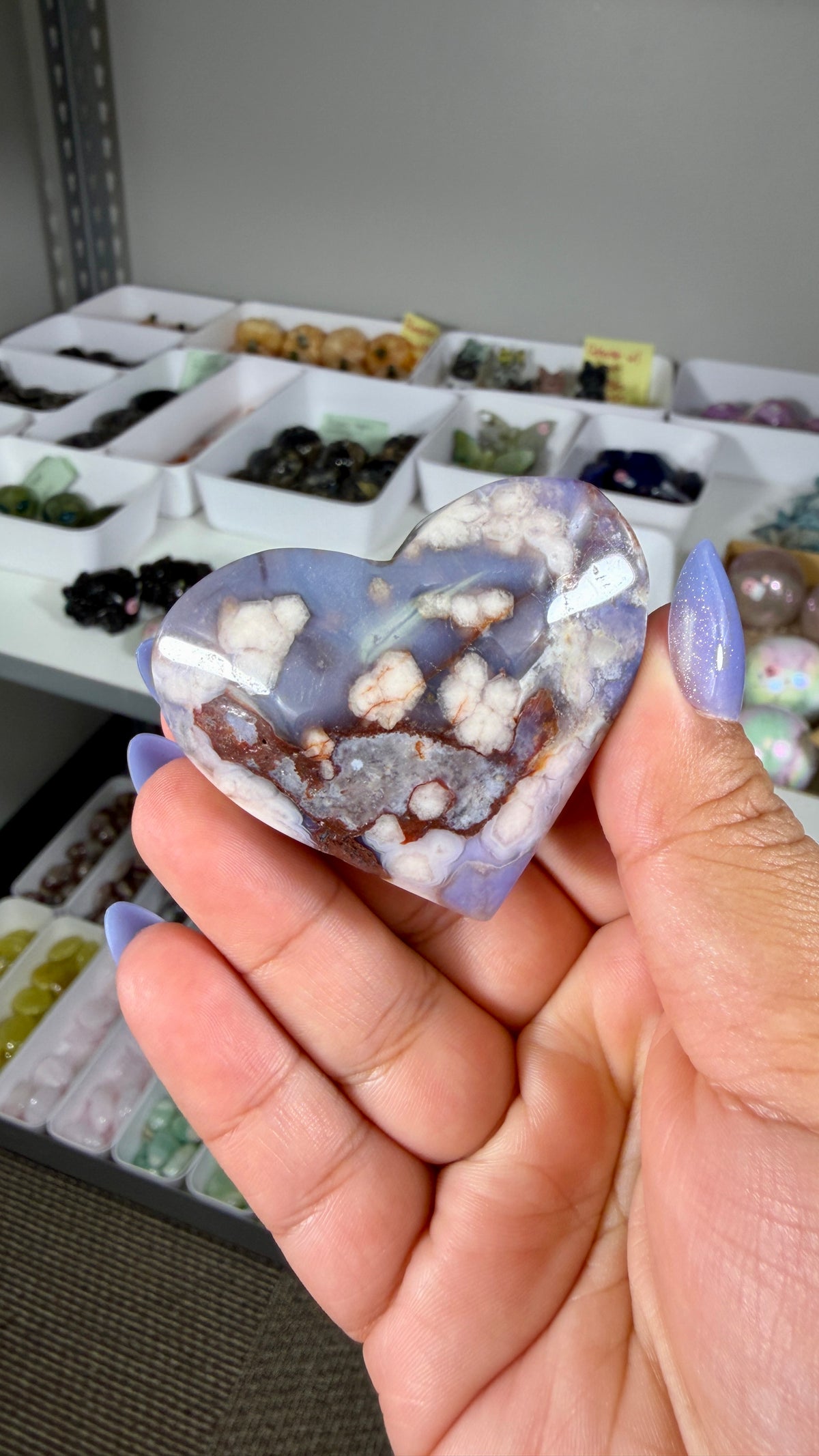 Gorgeous Blue Flower Agate Heart | Opt 44