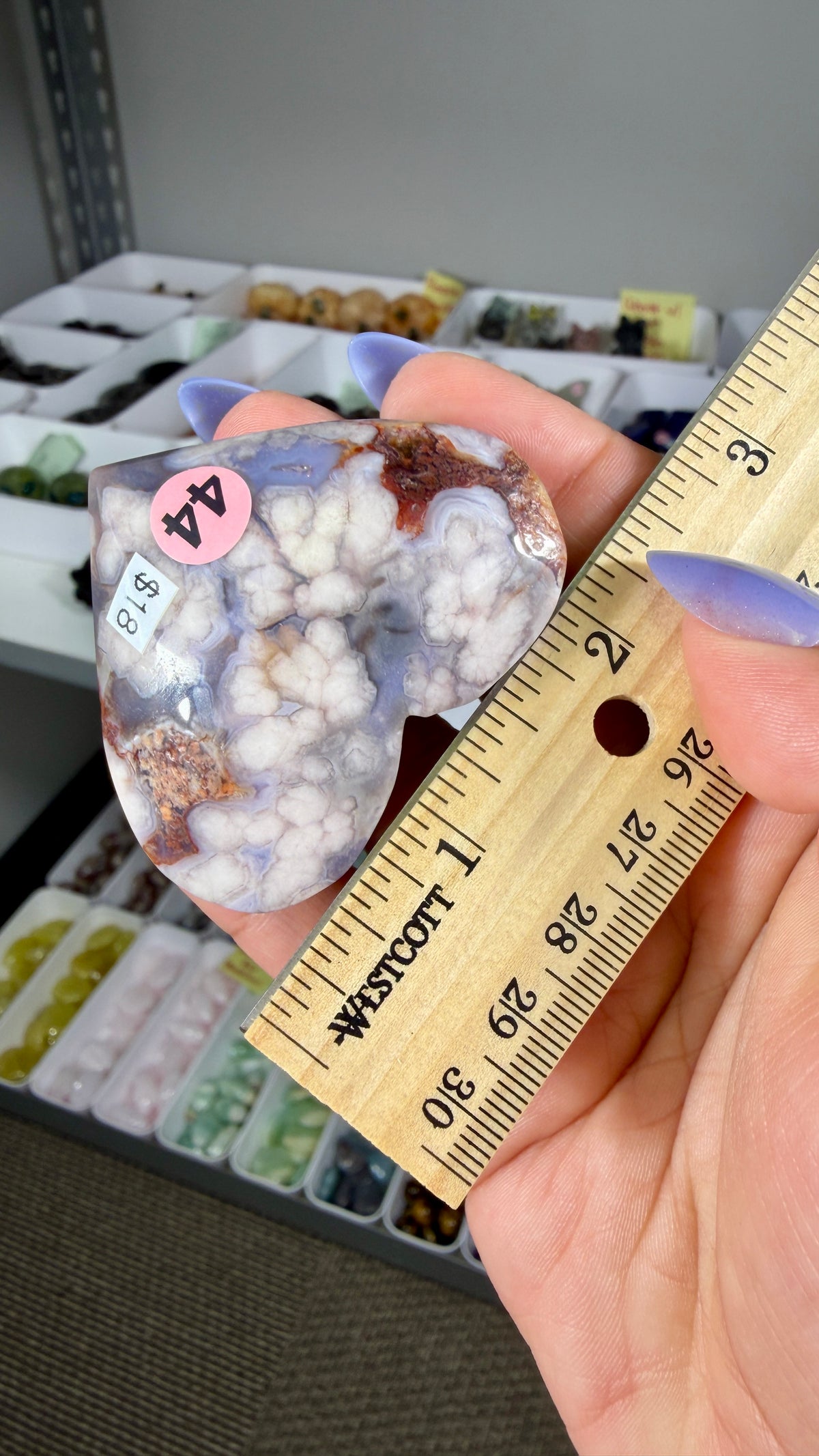 Gorgeous Blue Flower Agate Heart | Opt 44