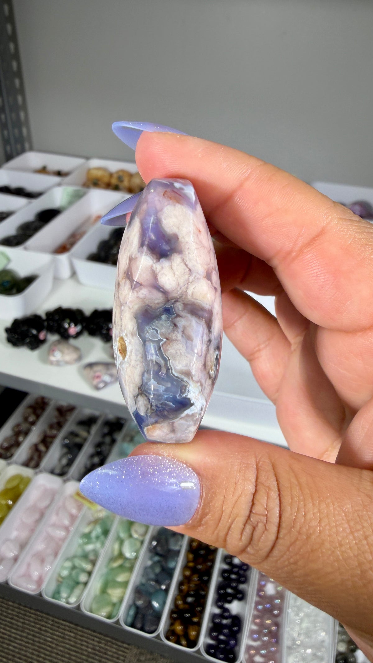 Gorgeous Blue Flower Agate Heart | Opt 42