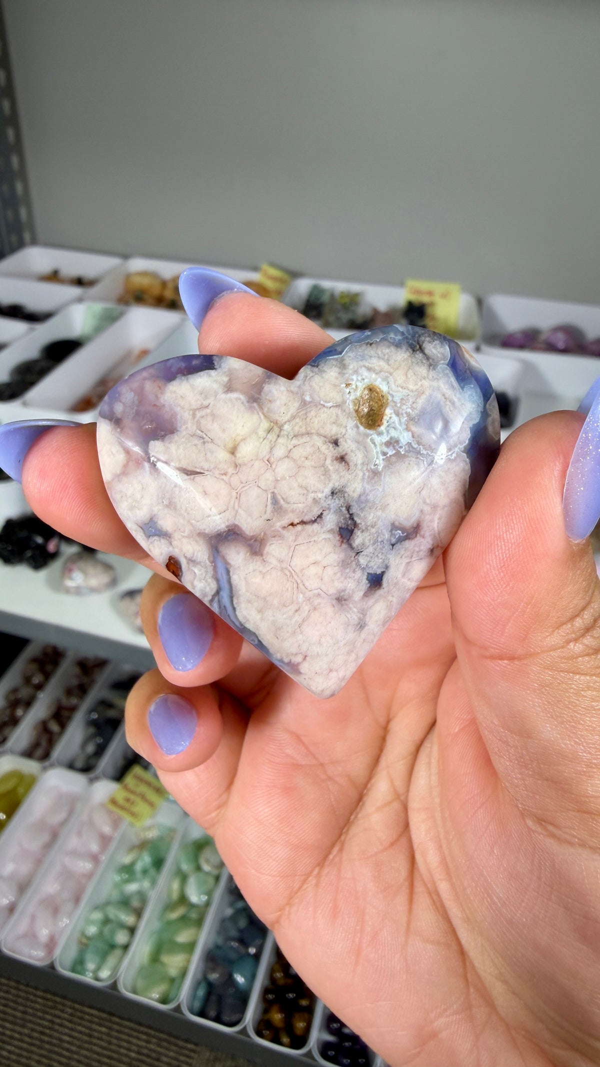 Gorgeous Blue Flower Agate Heart | Opt 42