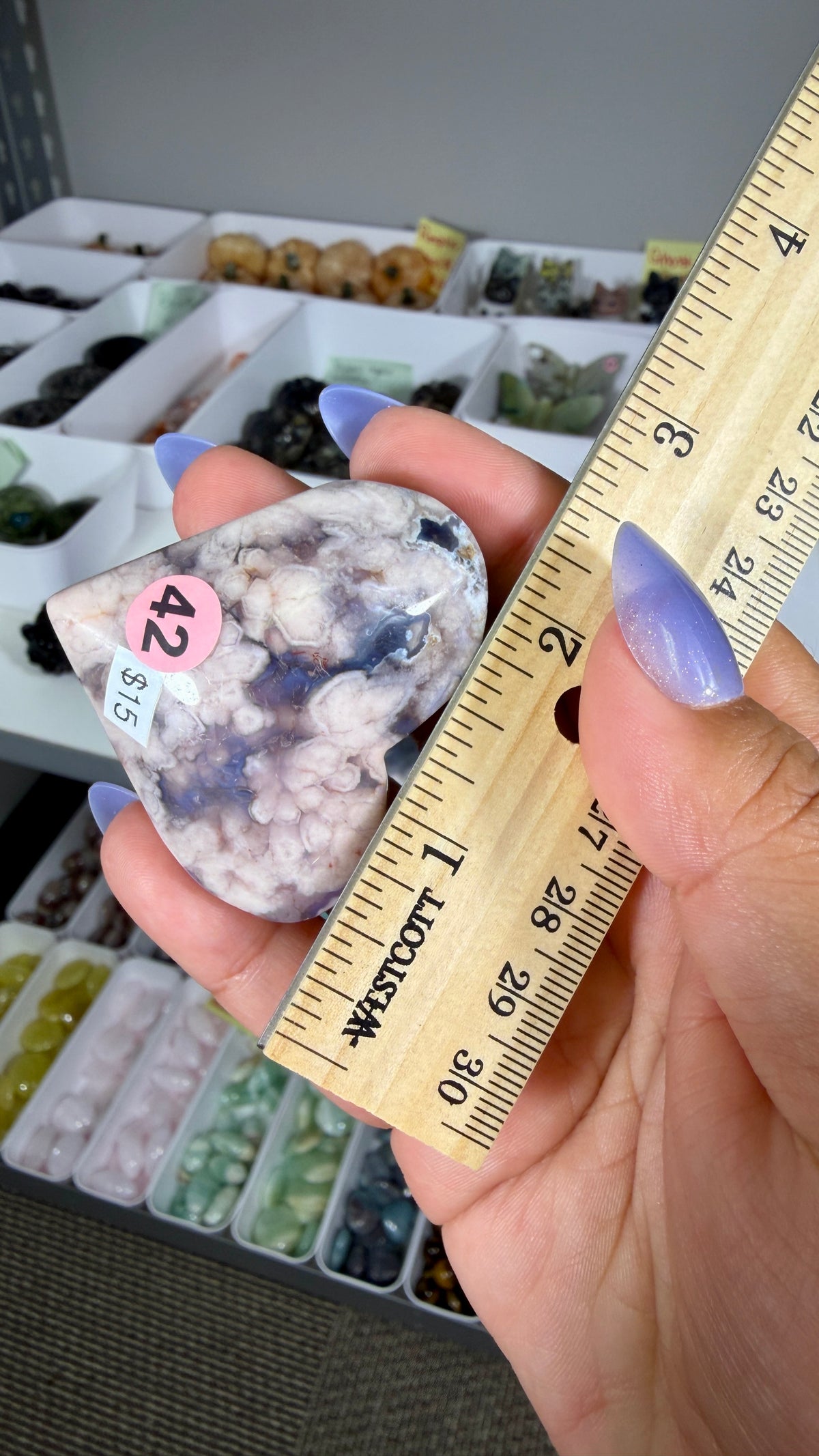 Gorgeous Blue Flower Agate Heart | Opt 42