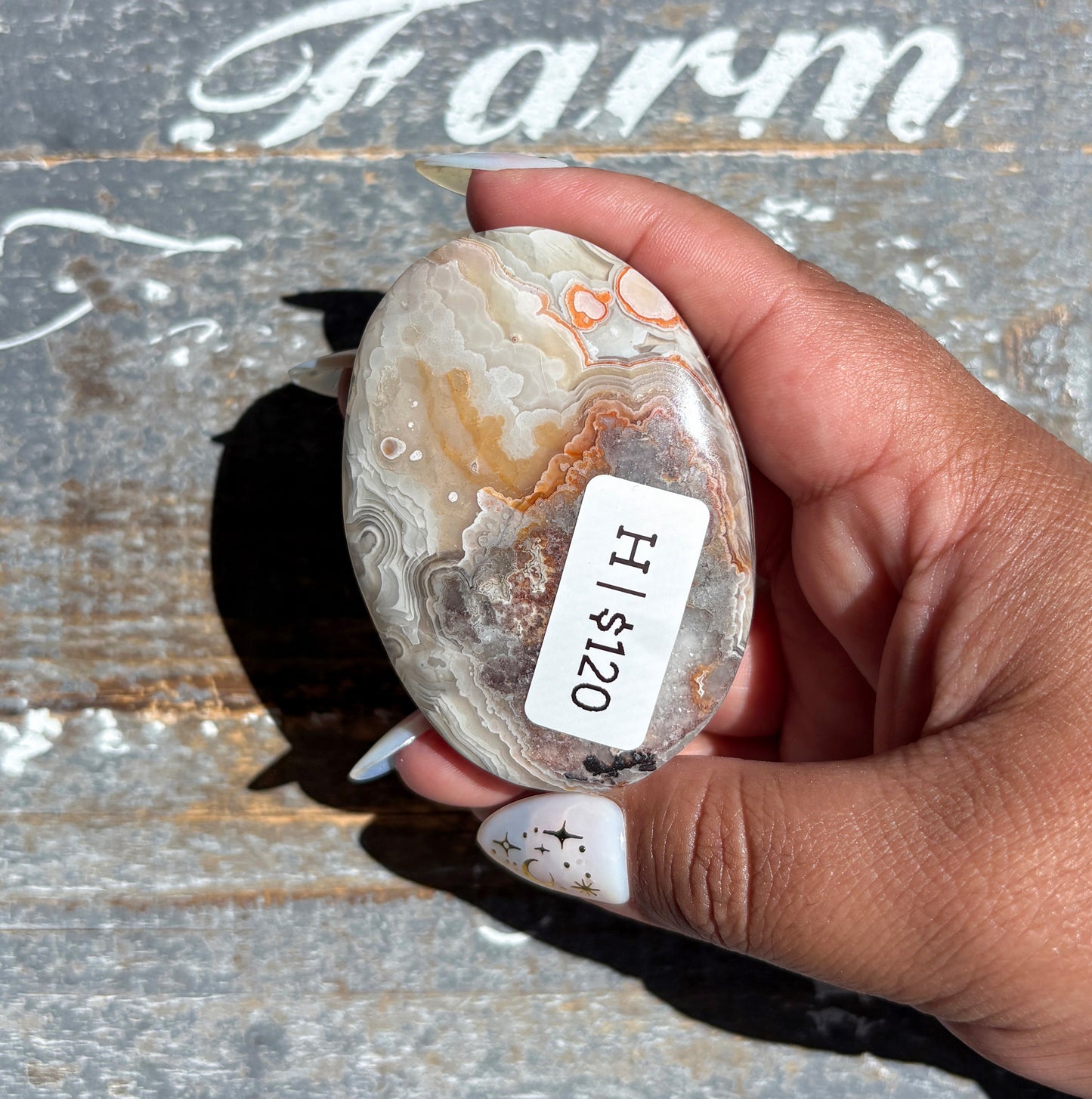 Gorgeous High Quality Crazy Lace Agate Palm Stone from Mexico | H