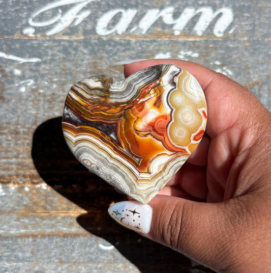 Gorgeous High Quality Crazy Lace Agate Heart from Mexico | K