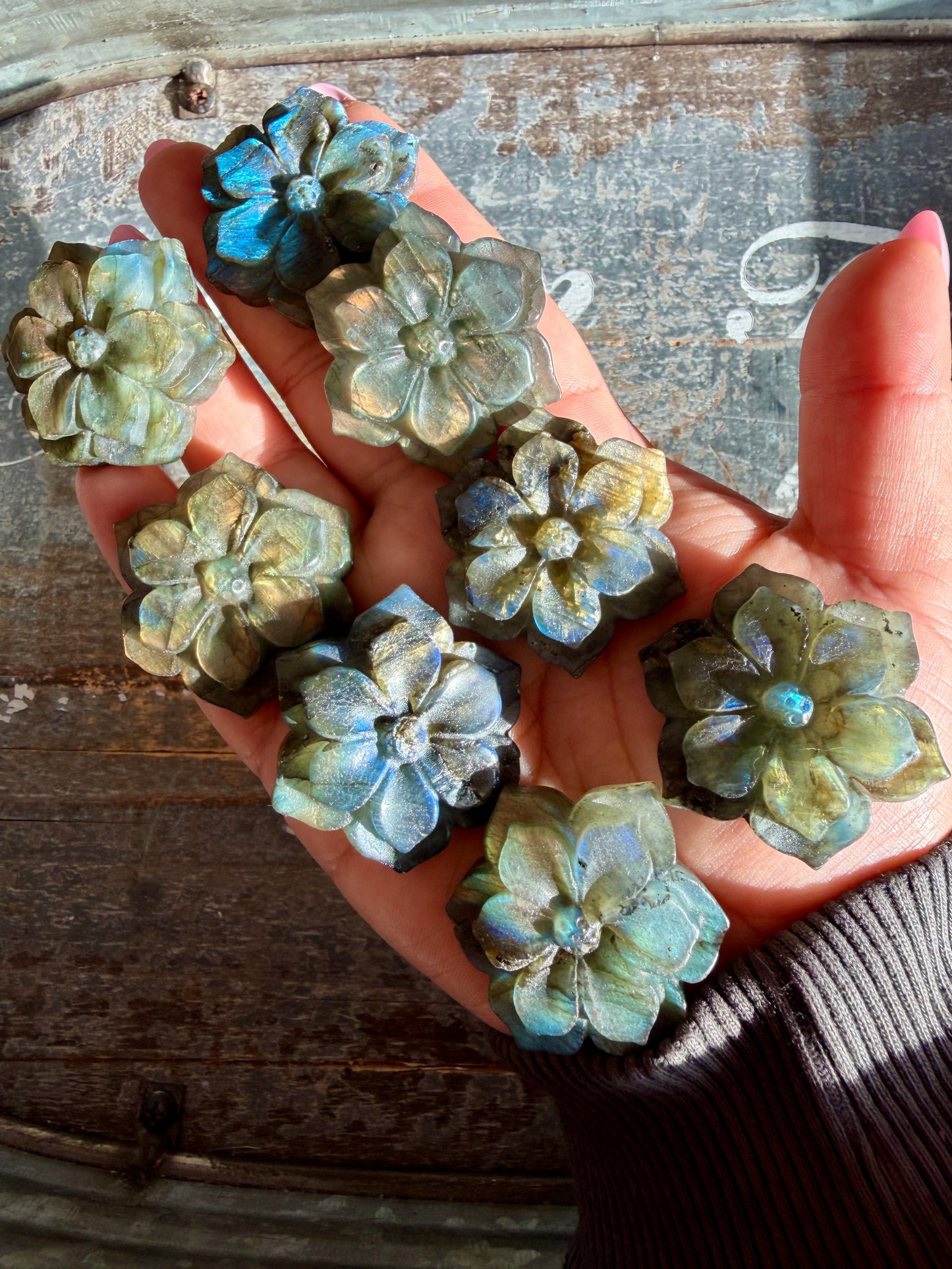 One (1) Gorgeous Labradorite Double Flower