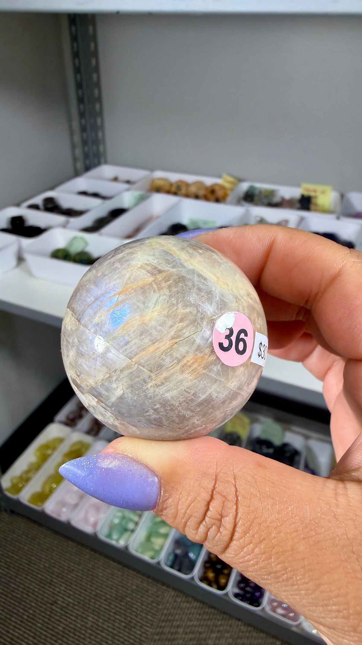Gorgeous Blue Flash Moonstone Sphere | Opt 36