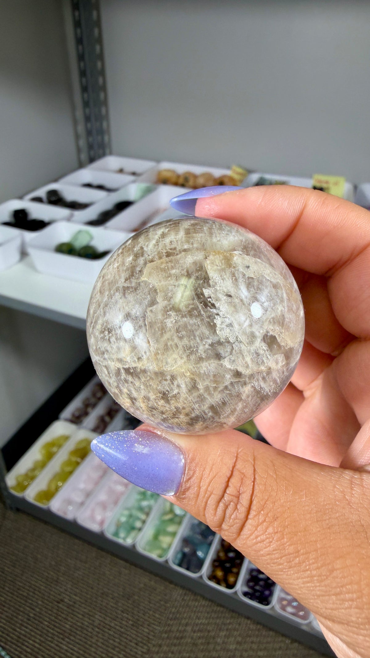 Gorgeous Blue Flash Moonstone Sphere | Opt 36