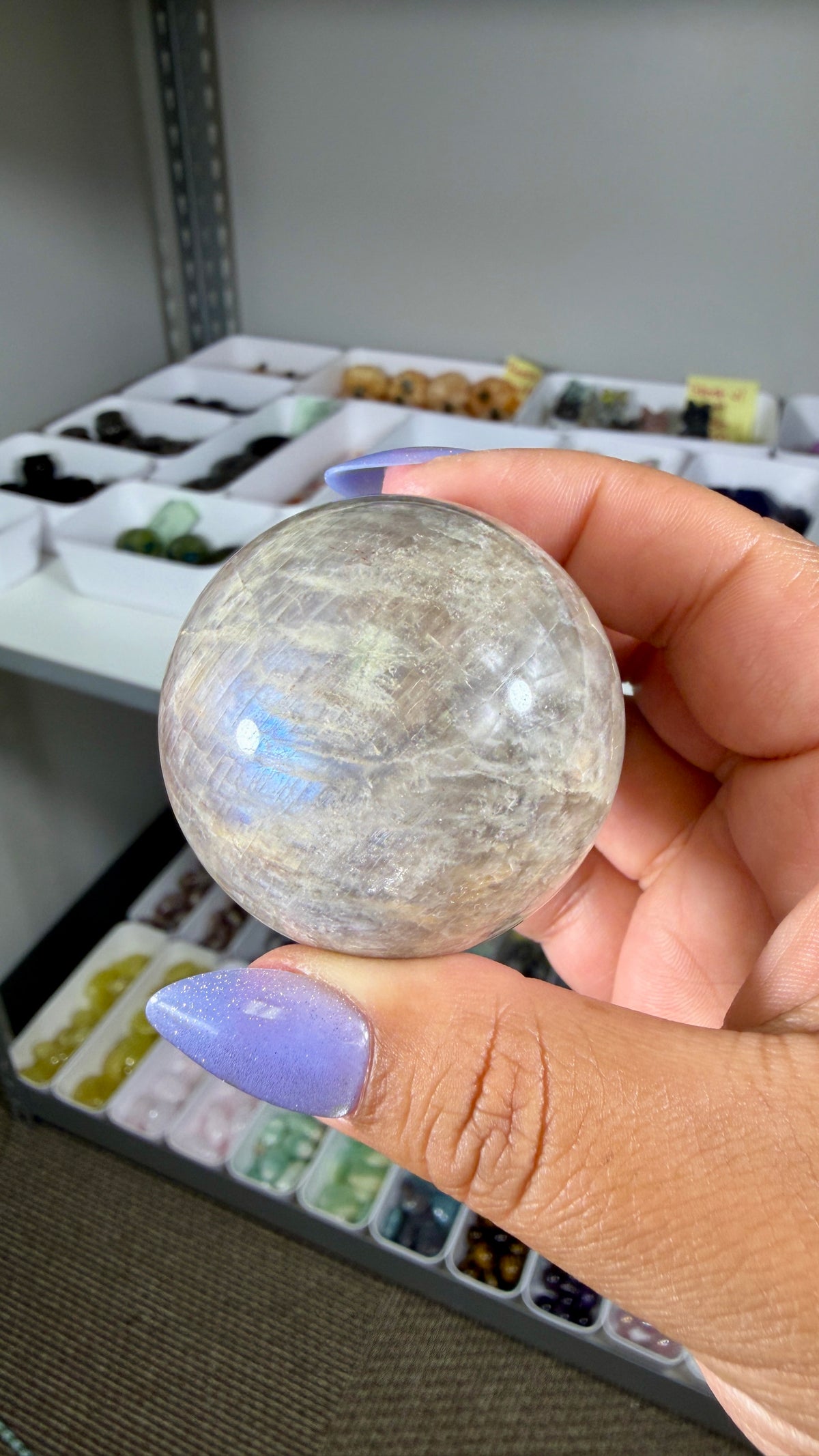 Gorgeous Blue Flash Moonstone Sphere | Opt 36