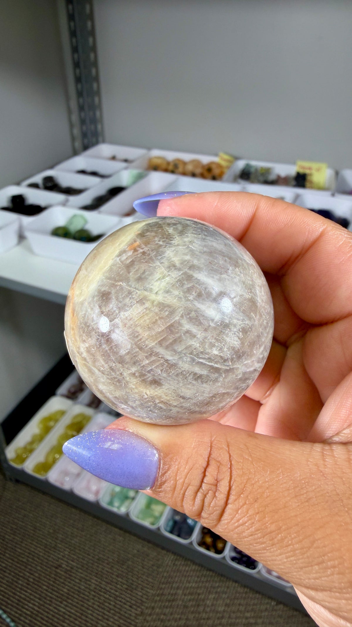 Gorgeous Blue Flash Moonstone Sphere | Opt 36