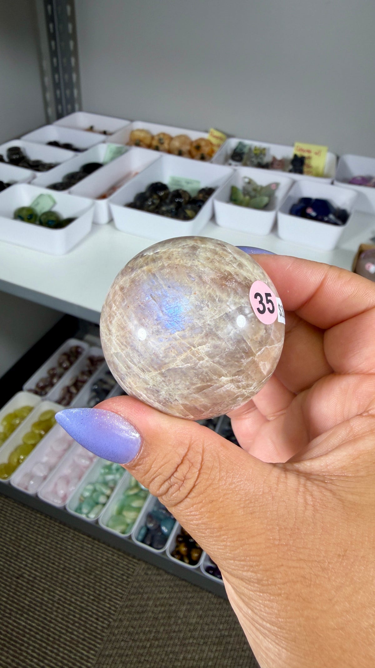 Gorgeous Blue Flash Moonstone Sphere | Opt 35