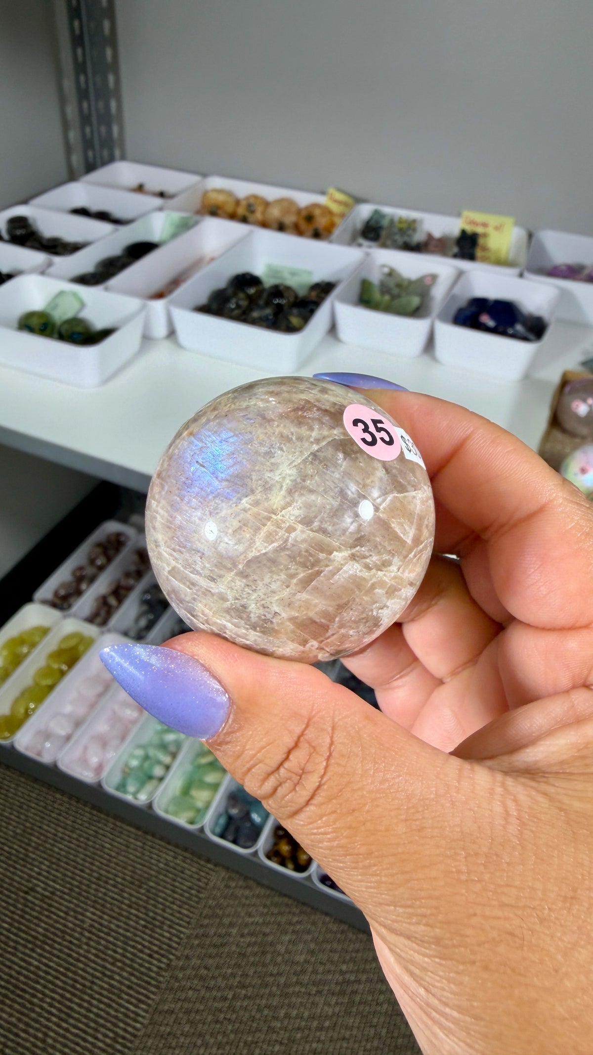 Gorgeous Blue Flash Moonstone Sphere | Opt 35