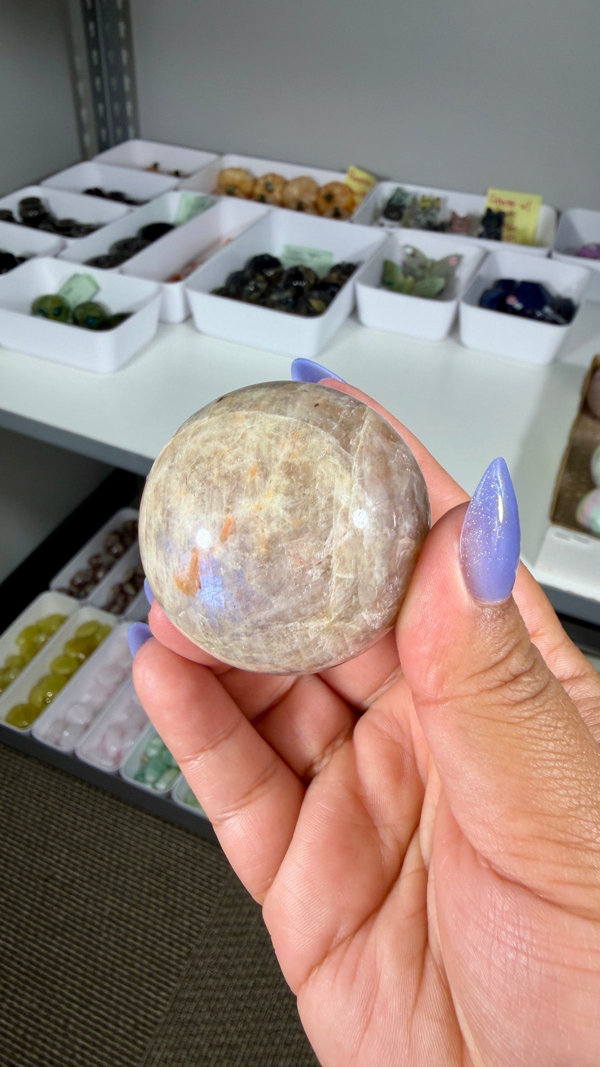 Gorgeous Blue Flash Moonstone Sphere | Opt 35