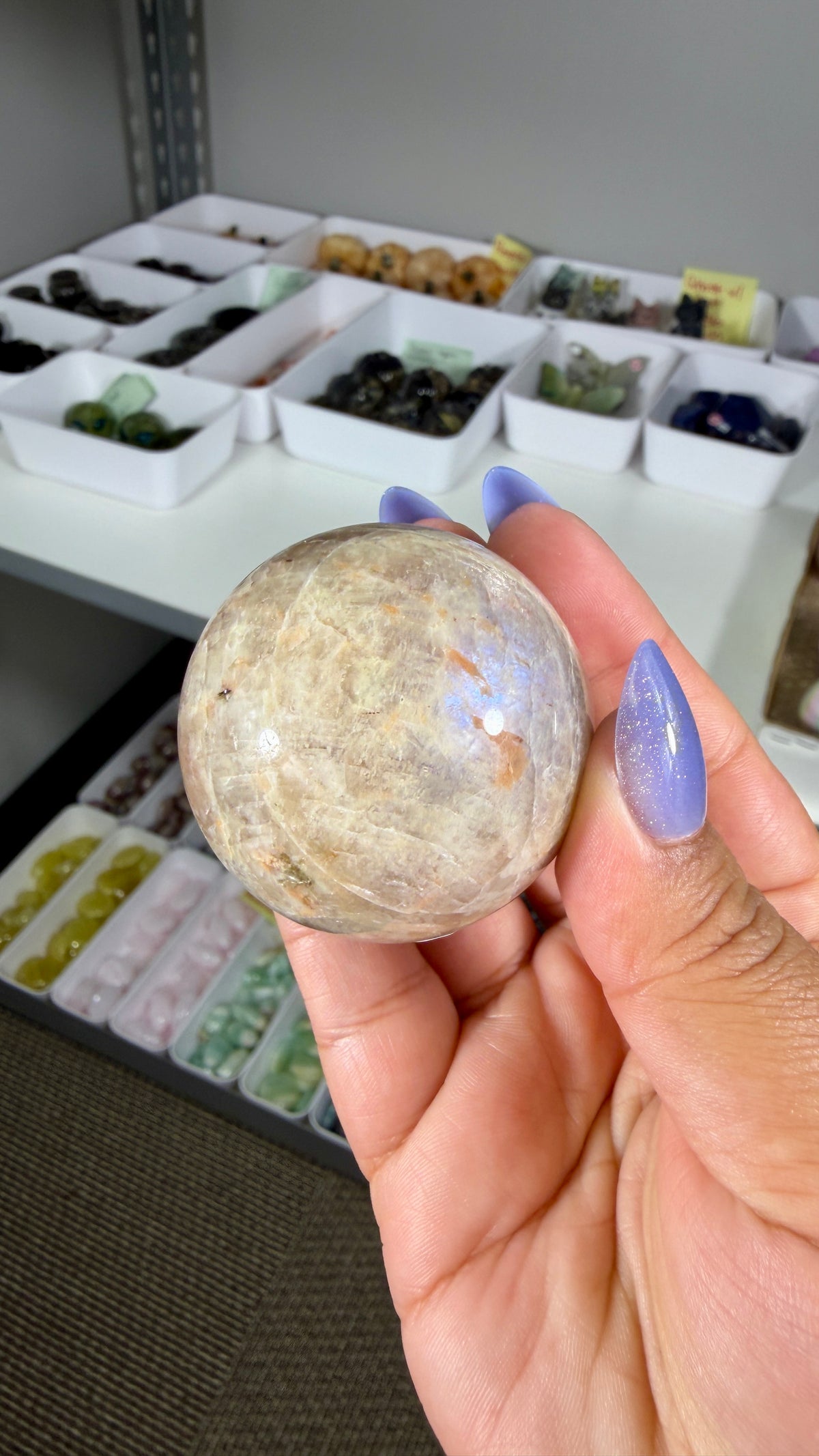Gorgeous Blue Flash Moonstone Sphere | Opt 35