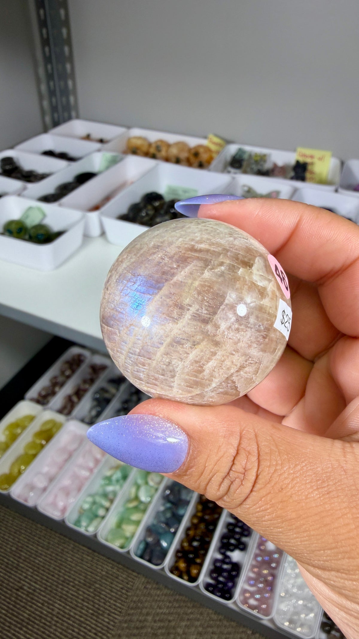 Gorgeous Blue Flash Moonstone Sphere | Opt 46