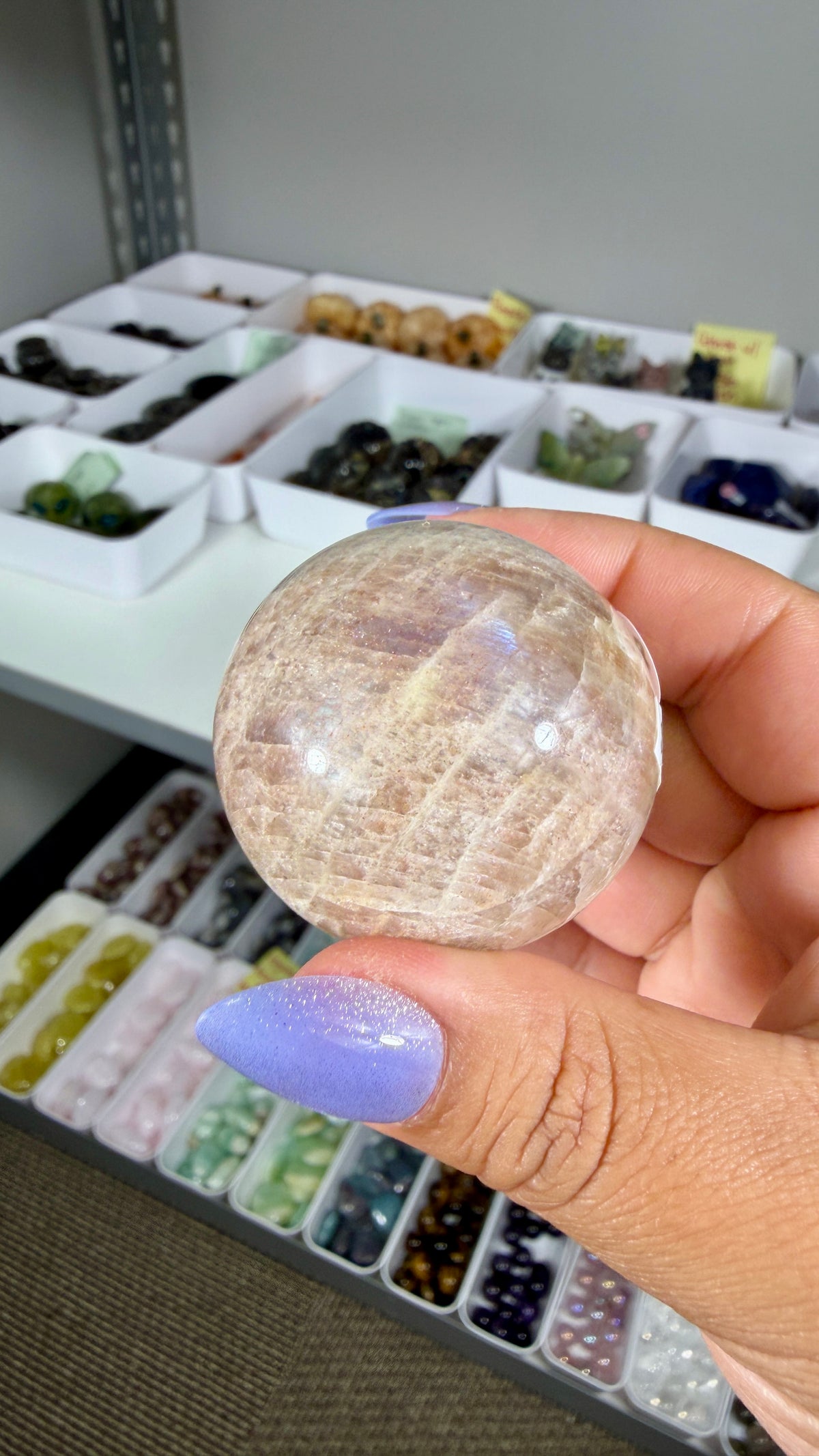 Gorgeous Blue Flash Moonstone Sphere | Opt 46