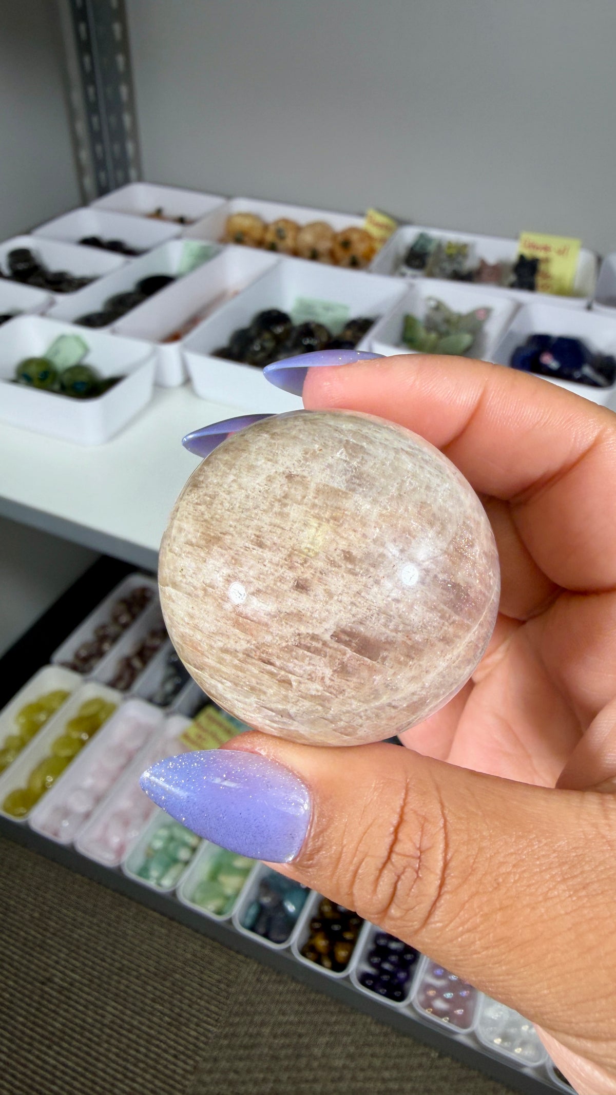 Gorgeous Blue Flash Moonstone Sphere | Opt 46