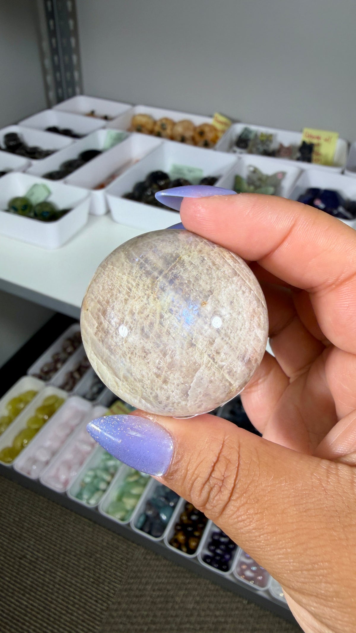 Gorgeous Blue Flash Moonstone Sphere | Opt 46