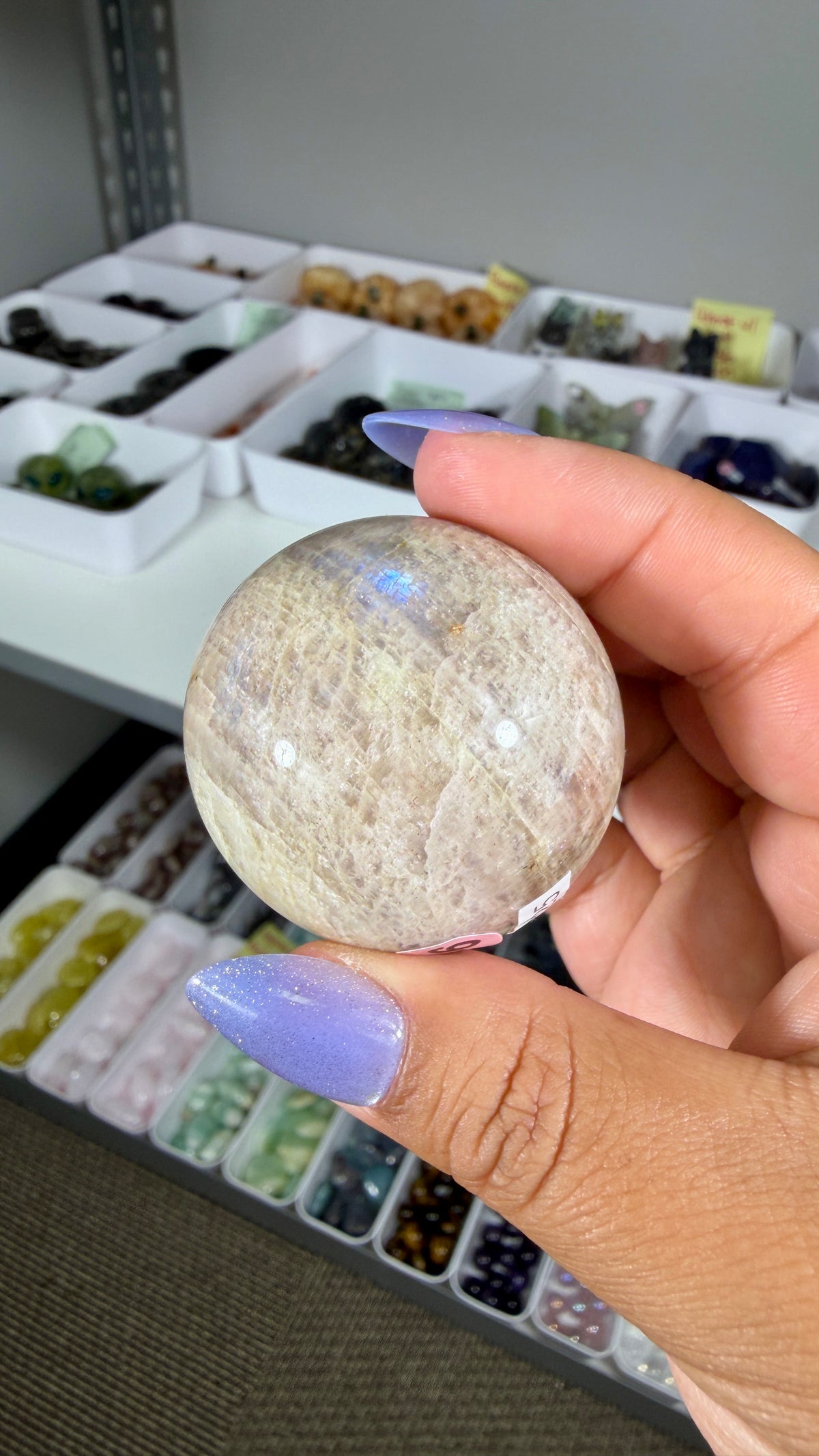 Gorgeous Blue Flash Moonstone Sphere | Opt 46
