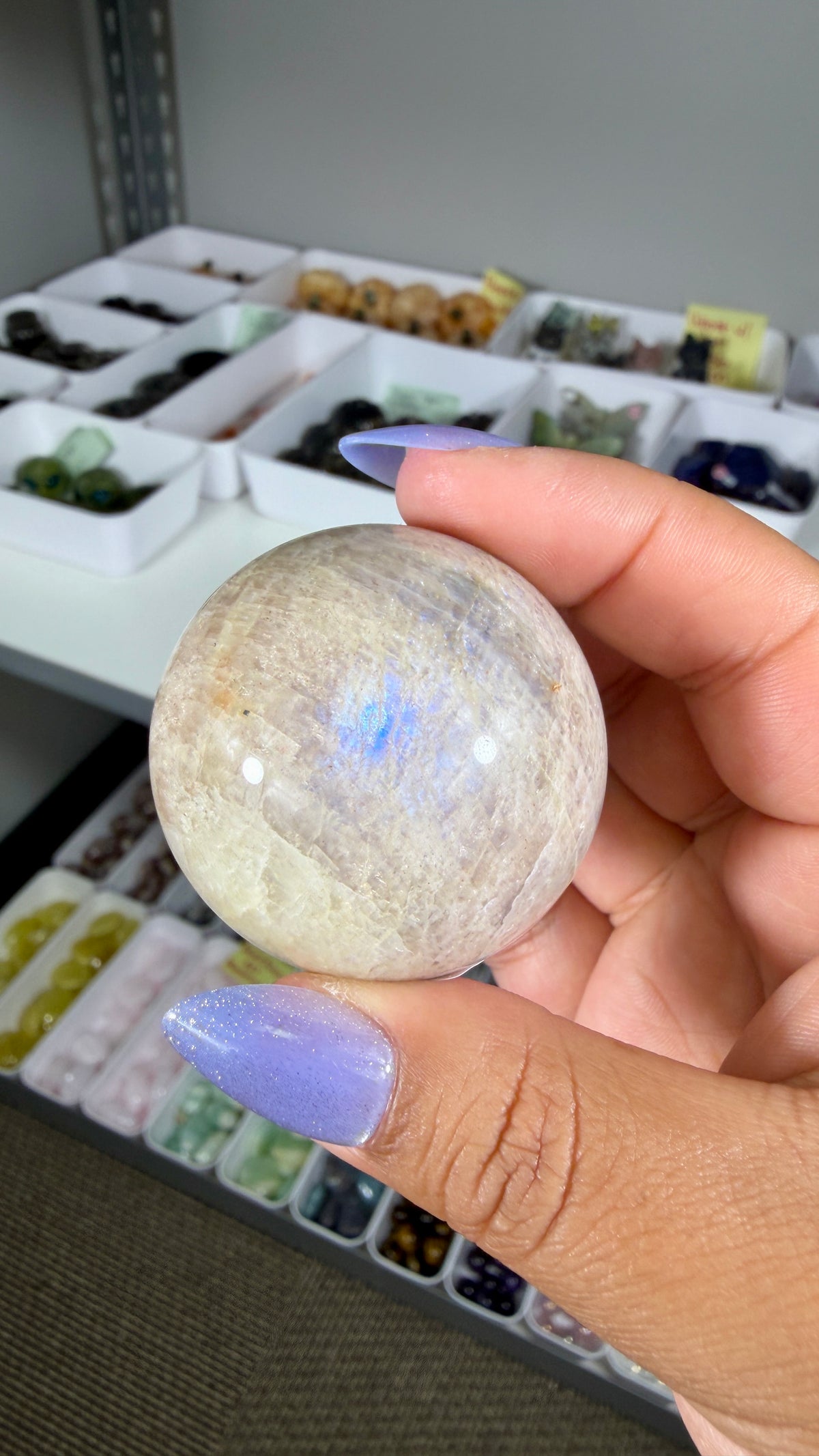 Gorgeous Blue Flash Moonstone Sphere | Opt 46
