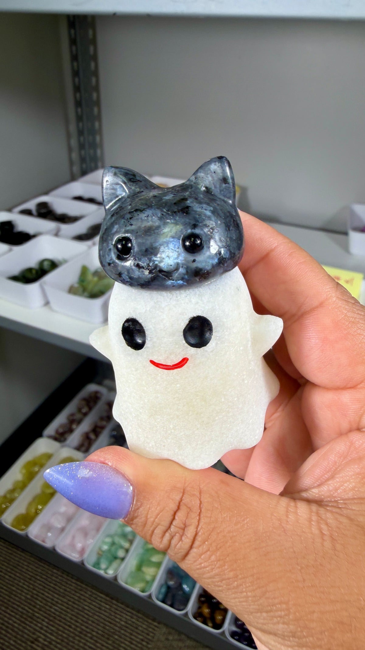 Adorable Ghost with Larvikite Kitty | Opt 9