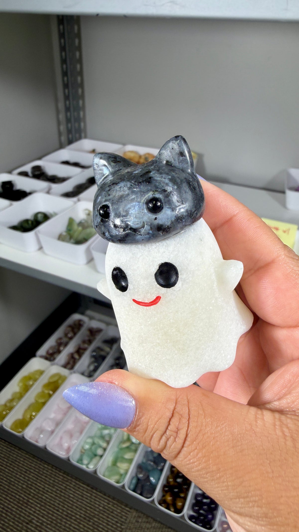 Adorable Ghost with Larvikite Kitty | Opt 9