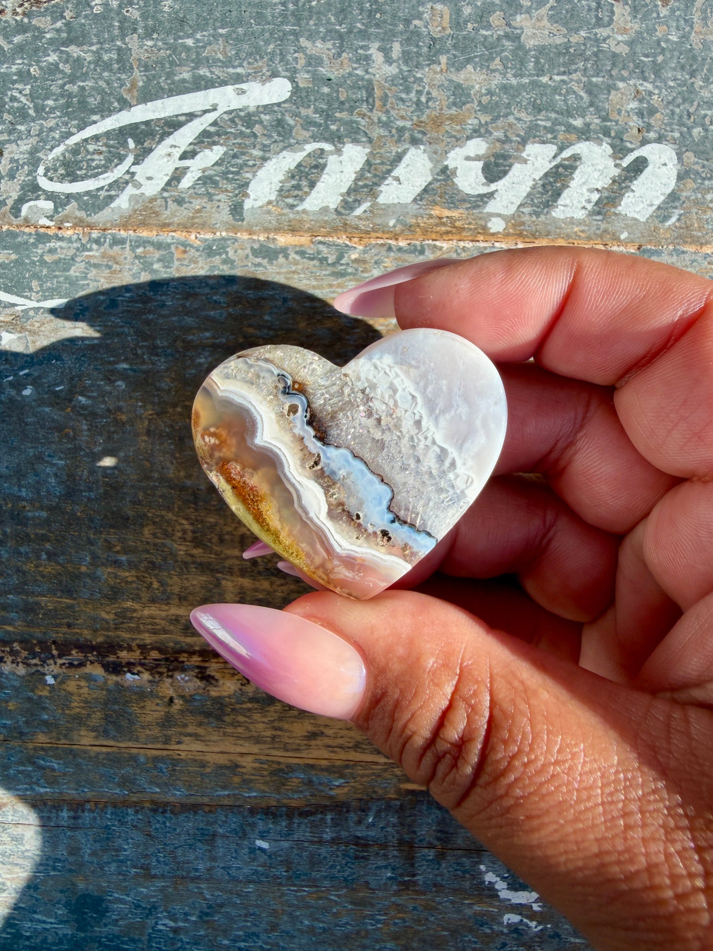 Gorgeous Indonesia Moss Agate Small Heart (Flat Back) | Opt 11 | Size - 1.5"