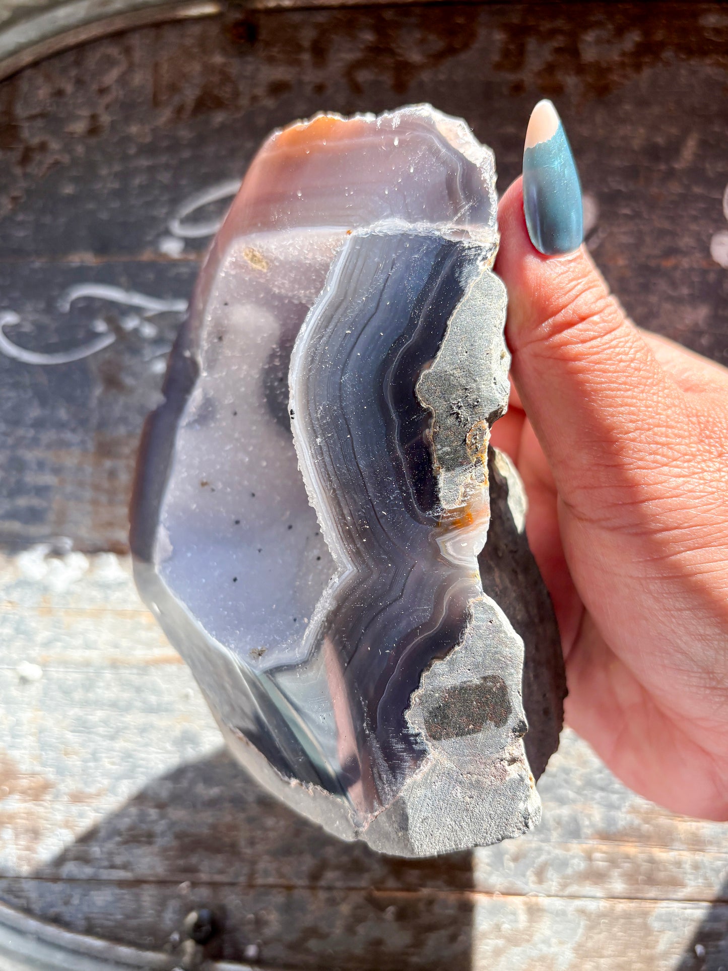 Gorgeous Agate with Druzy Freeform from Brazil