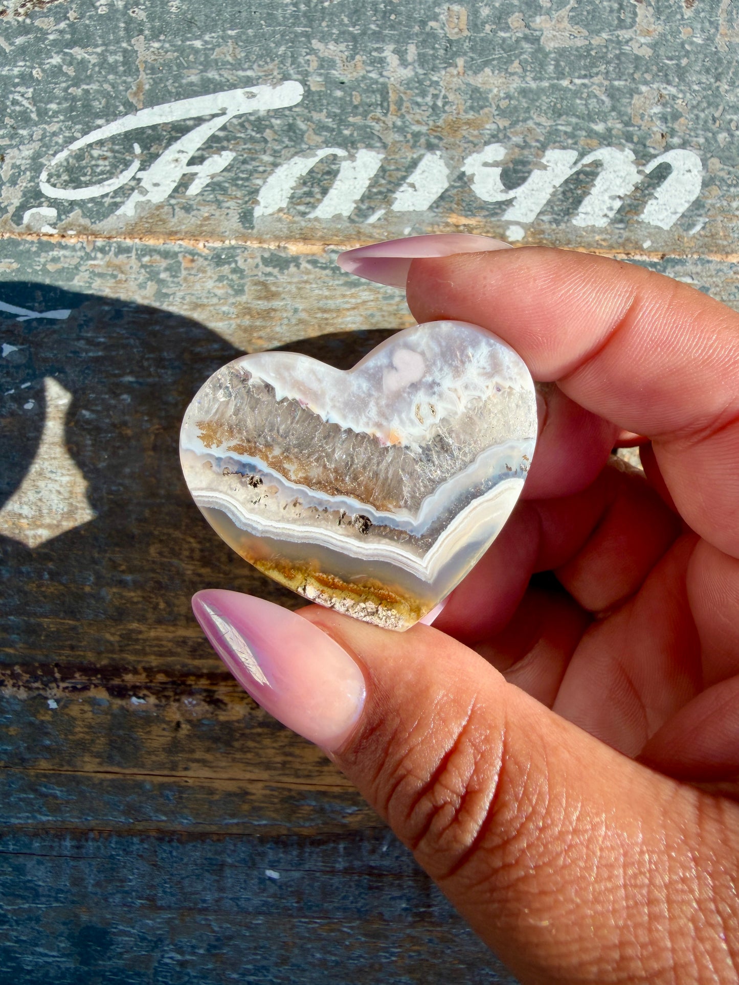 Gorgeous Indonesia Moss Agate Small Heart (Flat Back) | Opt 14 | Size - 1.5"