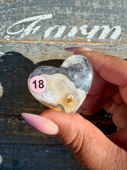 Gorgeous Indonesia Moss Agate Small Heart (Flat Back) | Opt 18 | Size - 1.5"