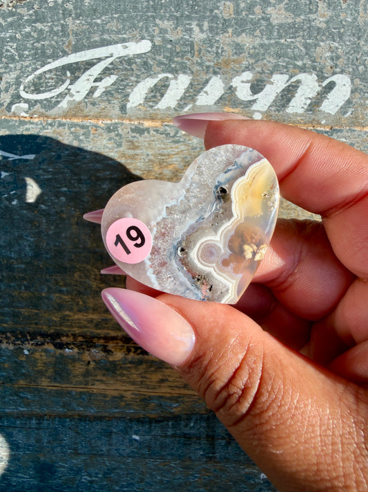 Gorgeous Indonesia Moss Agate Small Heart (Flat Back) | Opt 19 | Size - 1.5"