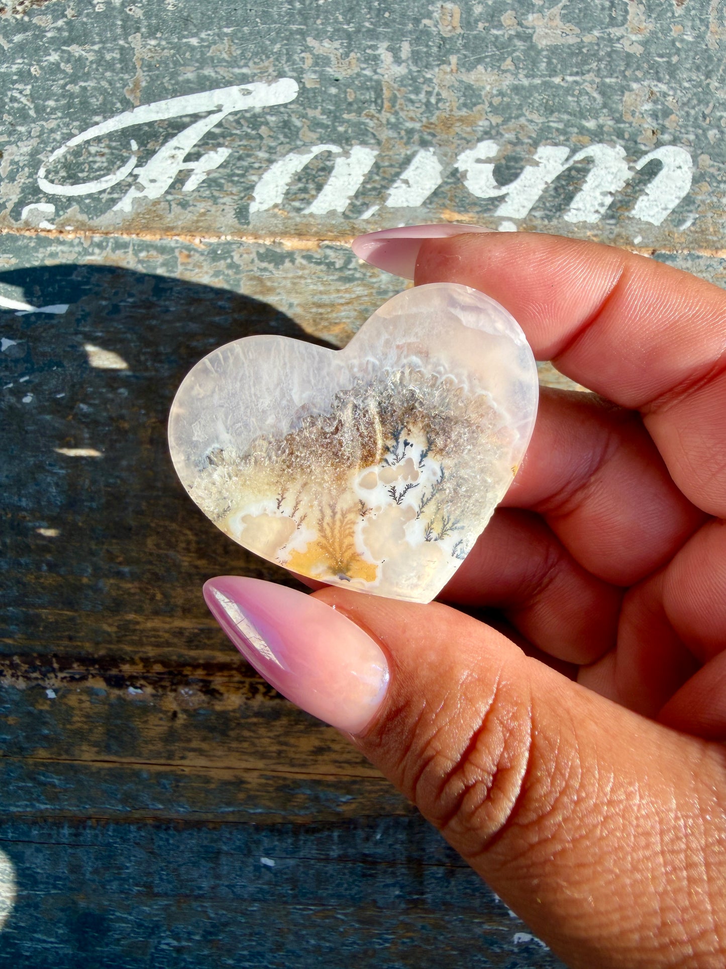 Gorgeous Indonesia Moss Agate Small Heart (Flat Back) | Opt 17 | Size - 1.5"