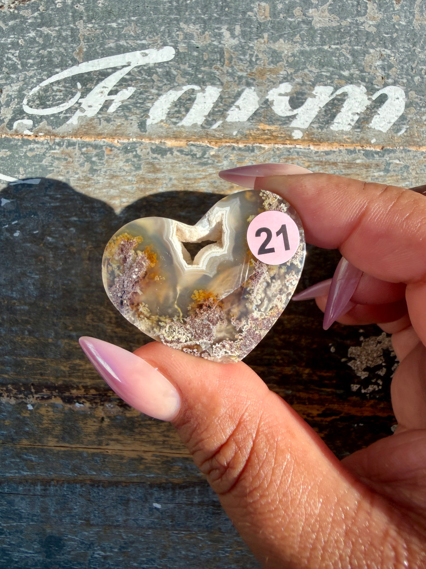 Gorgeous Indonesia Moss Agate Small Heart (Flat Back) | Opt 21 | Size - 1.5"