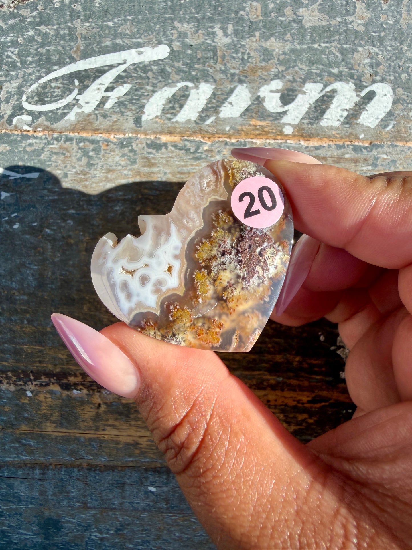 Gorgeous Indonesia Moss Agate Small Heart (Flat Back) | Opt 20 | Size - 1.5"