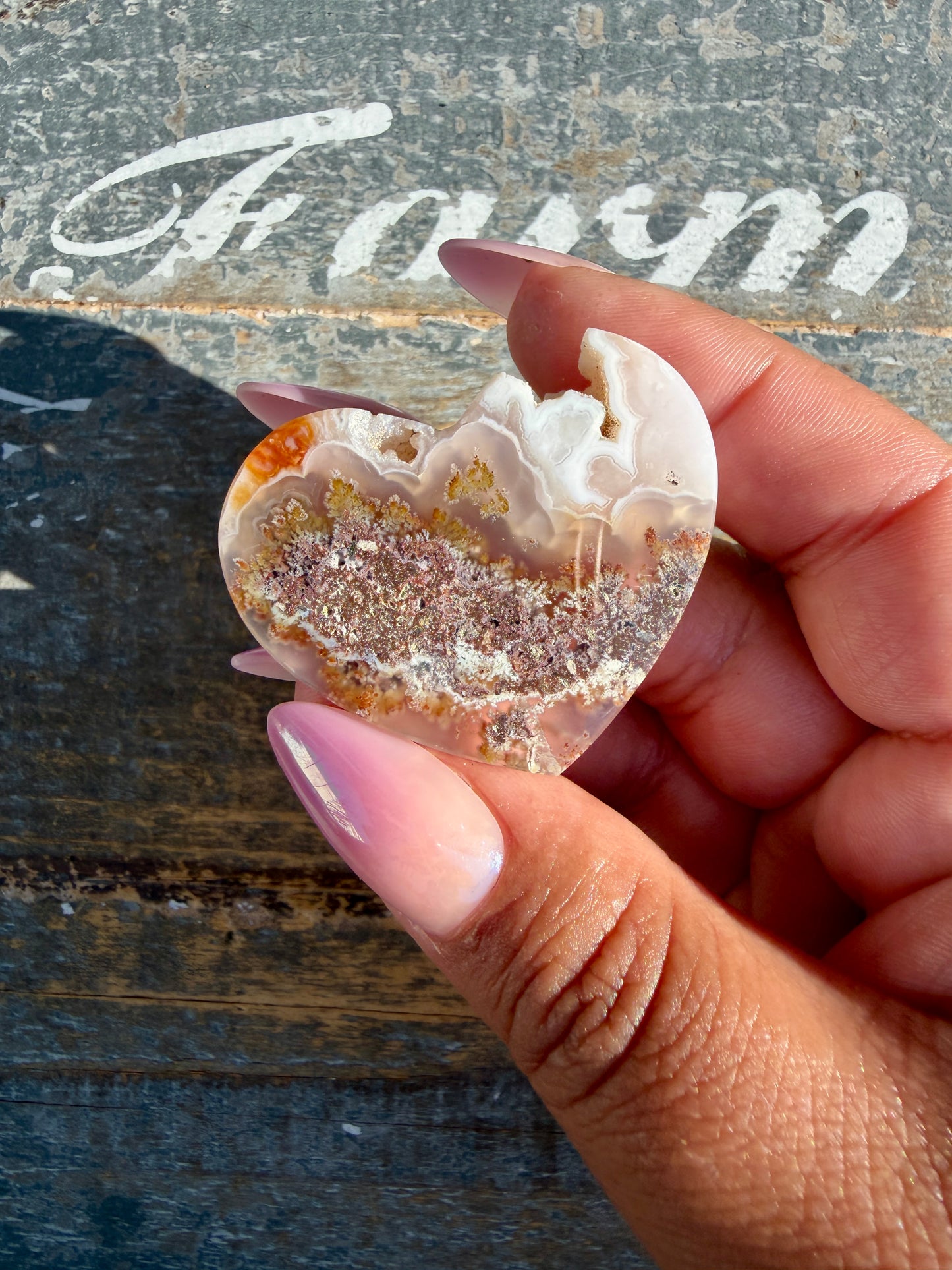 Gorgeous Indonesia Moss Agate Small Heart (Flat Back) | Opt 20 | Size - 1.5"