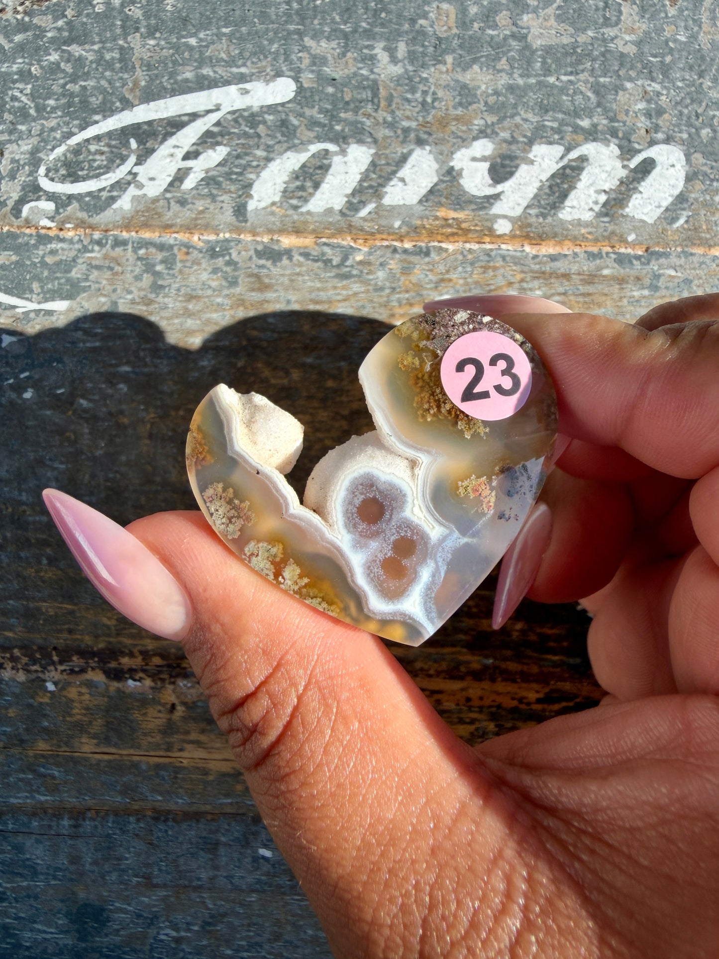 Gorgeous Indonesia Moss Agate Small Heart (Flat Back) | Opt 23 | Size - 1.5"