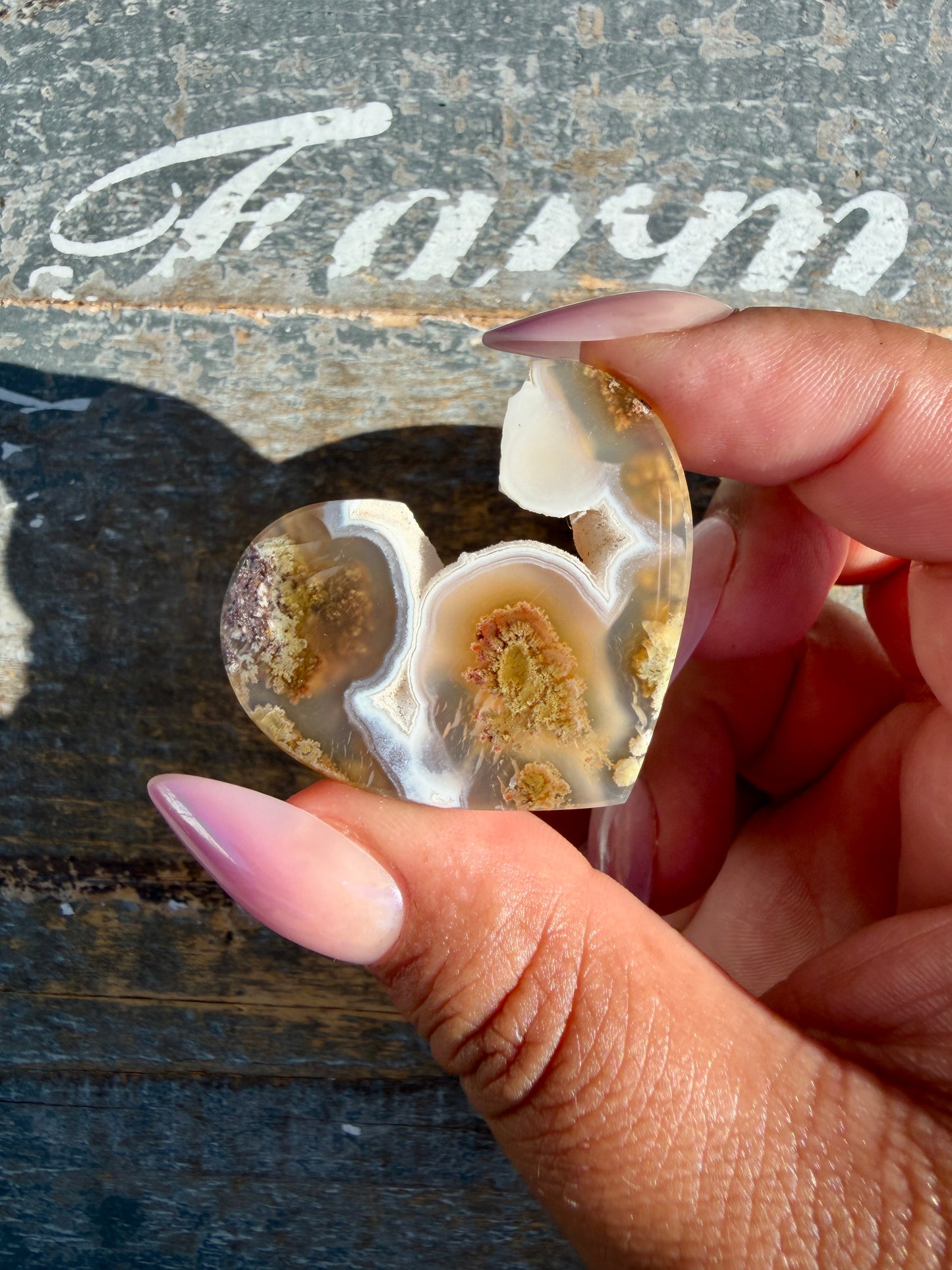 Gorgeous Indonesia Moss Agate Small Heart (Flat Back) | Opt 23 | Size - 1.5"