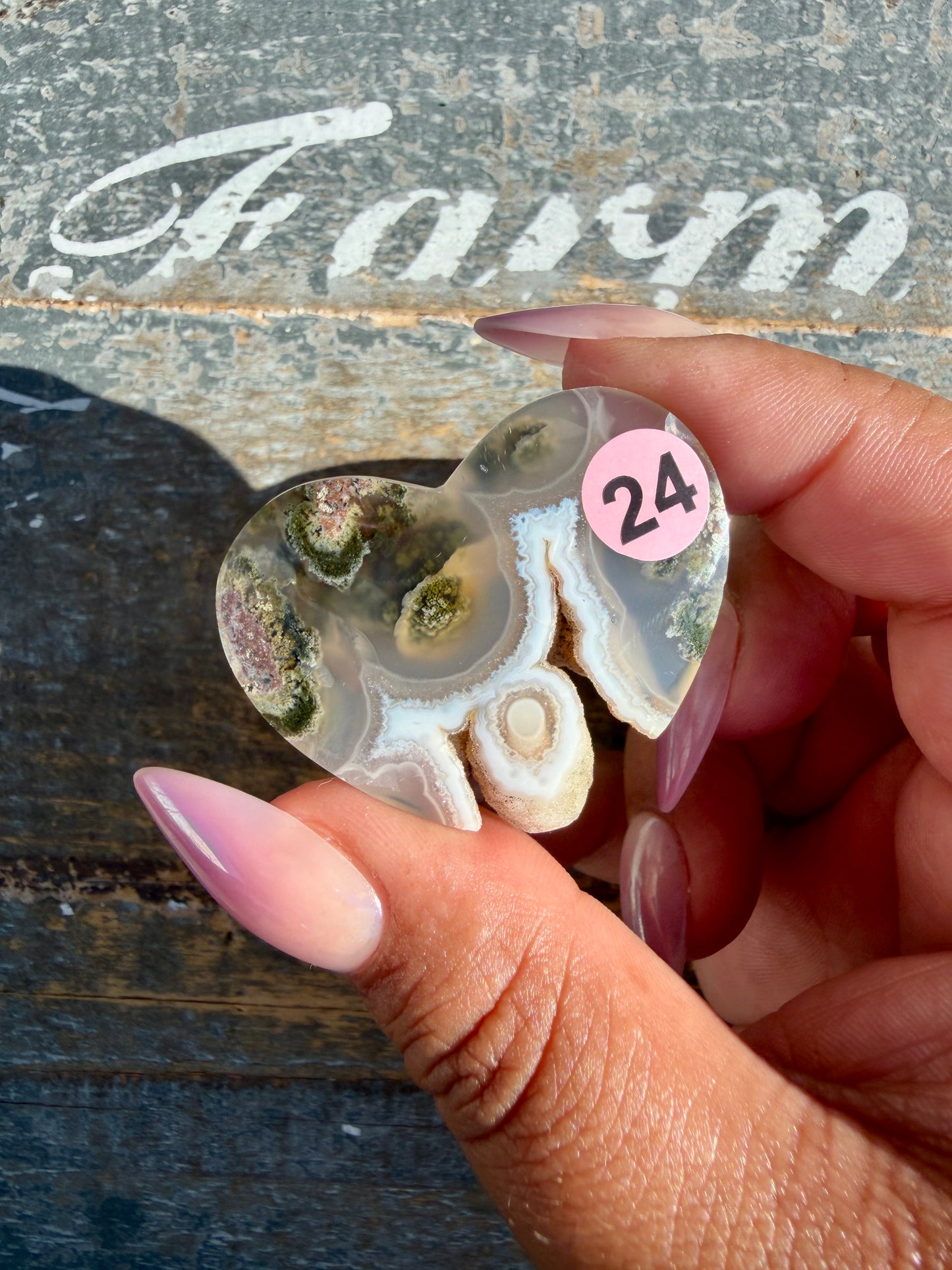 Gorgeous Indonesia Moss Agate Small Heart (Flat Back) | Opt 24 | Size - 1.5"