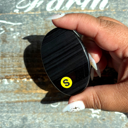 Gorgeous Midnight Lace Obsidian Palm Stone from Armenia | S