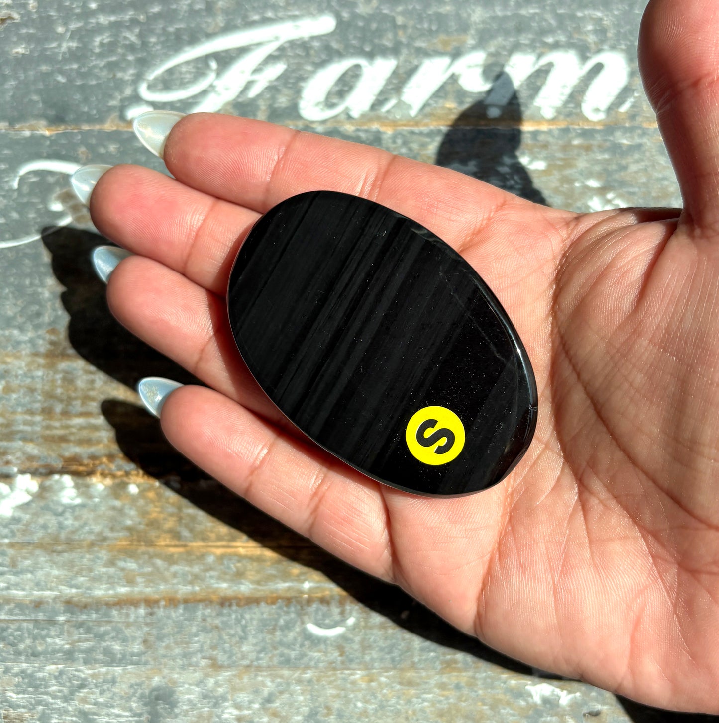 Gorgeous Midnight Lace Obsidian Palm Stone from Armenia | S