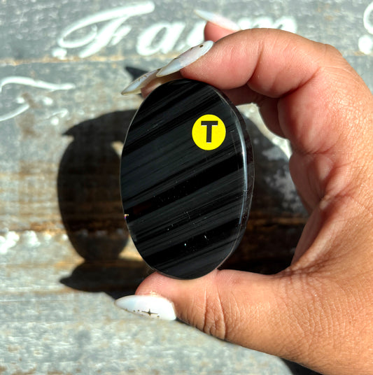 Gorgeous Midnight Lace Obsidian Palm Stone from Armenia | T