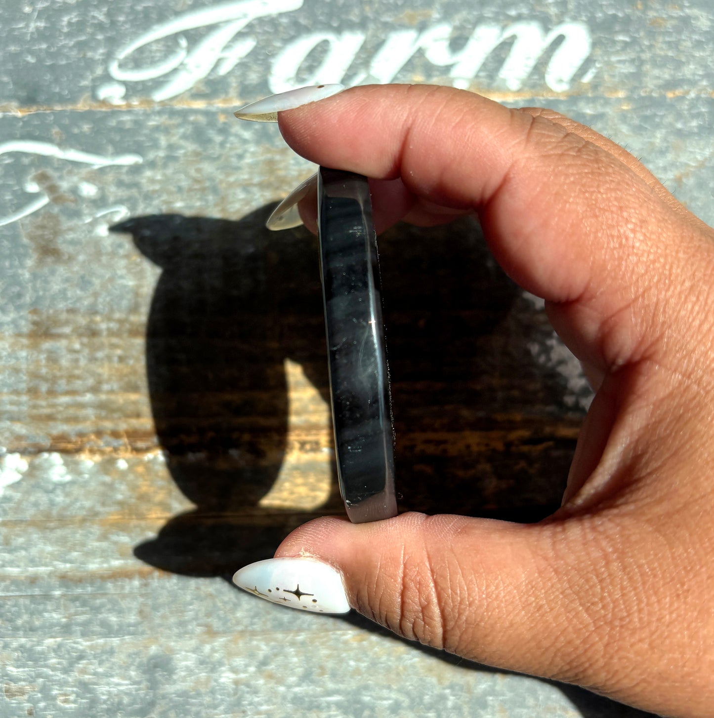 Gorgeous Midnight Lace Obsidian Palm Stone from Armenia | T