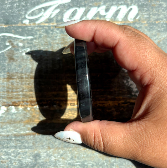 Gorgeous Midnight Lace Obsidian Palm Stone from Armenia | T