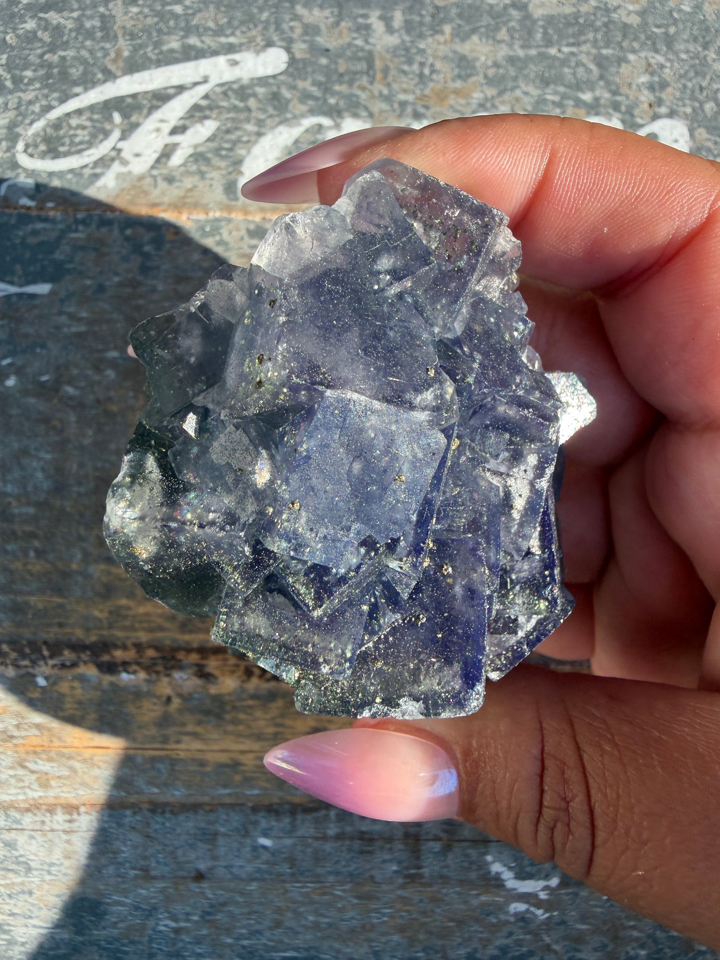 Gorgeous Cubic Dark Blue/Purple Fluorite Specimen coated in Pyrite | China | Opt 64